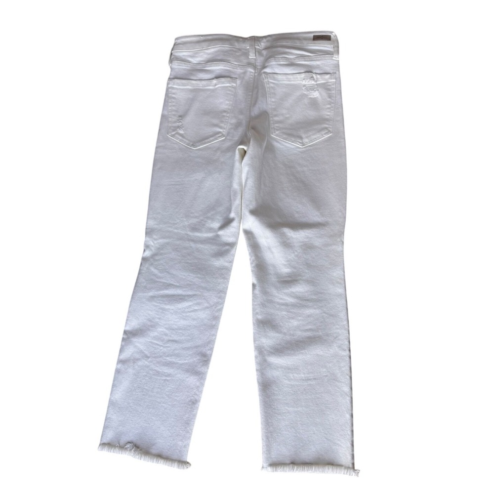 Liverpool Los Angeles Cream Distressed Jeans Raw‎ Edge Size 2/26 Crop Straight - Picture 2 of 9